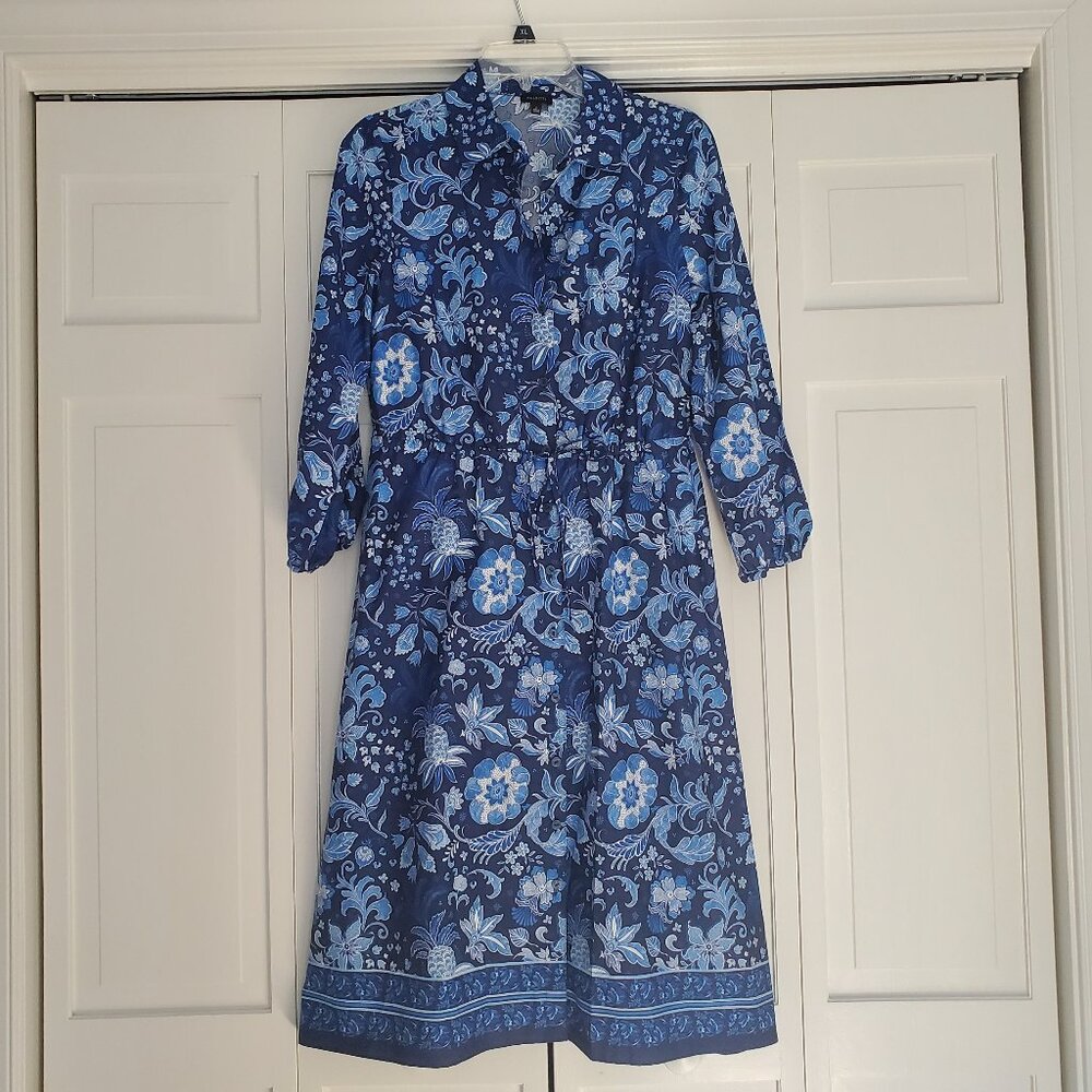 Talbots Tie Waist Shirtdress - Whimsical Floral Size 6